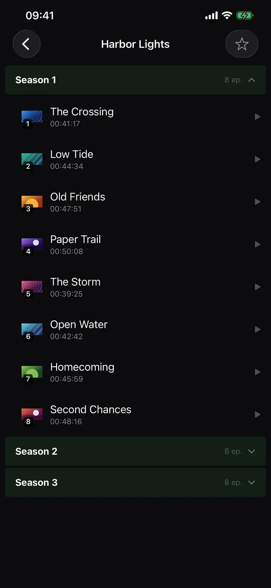 ZapStream Episodes screen on iPhone