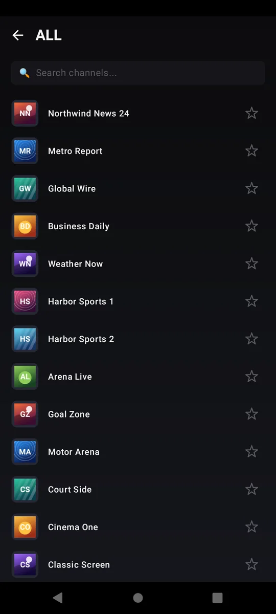 Pantalla TV en directo de ZapStream en Móvil Android